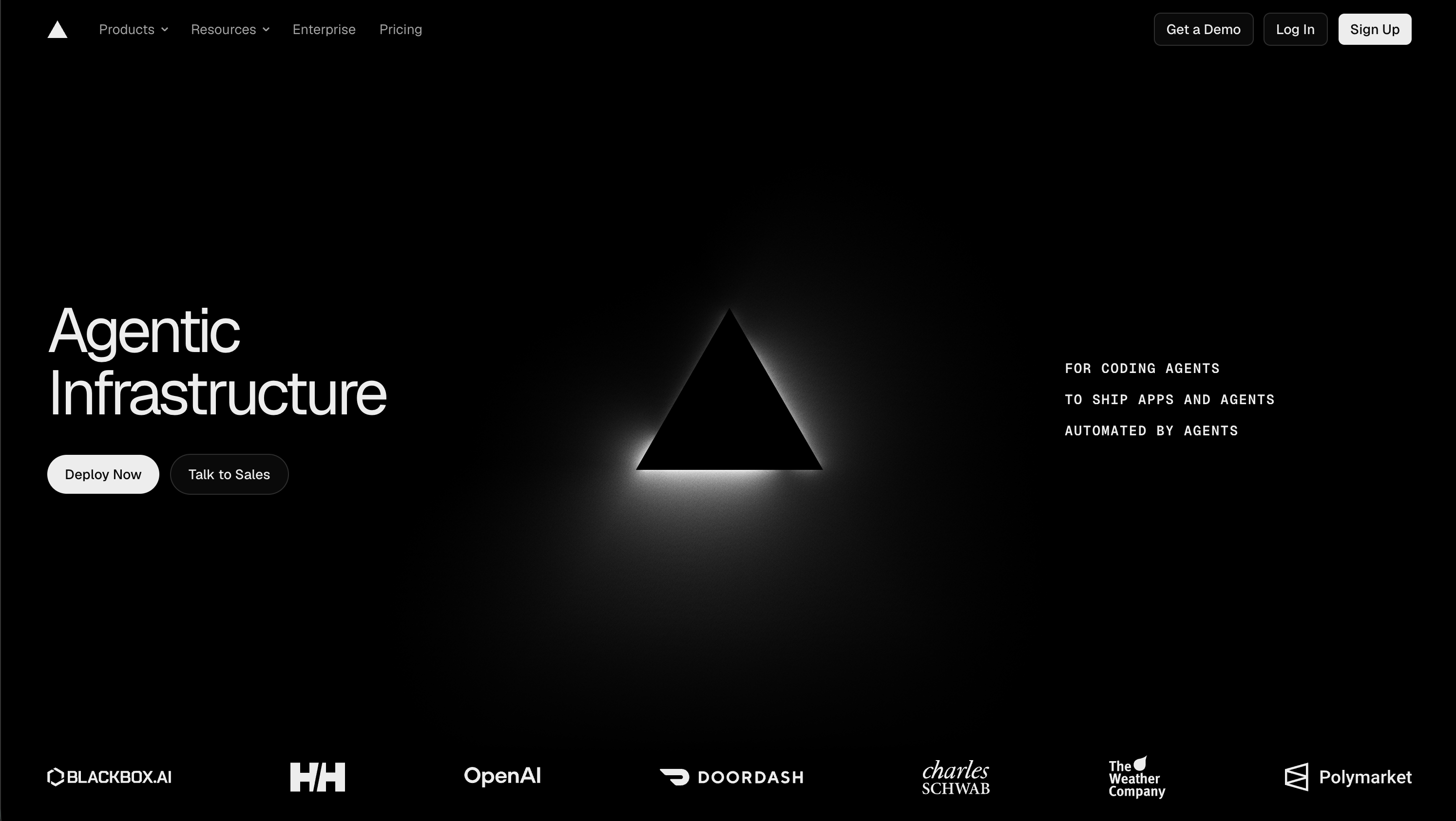 Vercel Agentic Infrastructure homepage